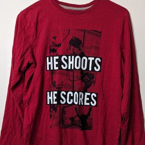 XL 14- 16 George Long sleeve ''He Shoots He Scores'' Design
